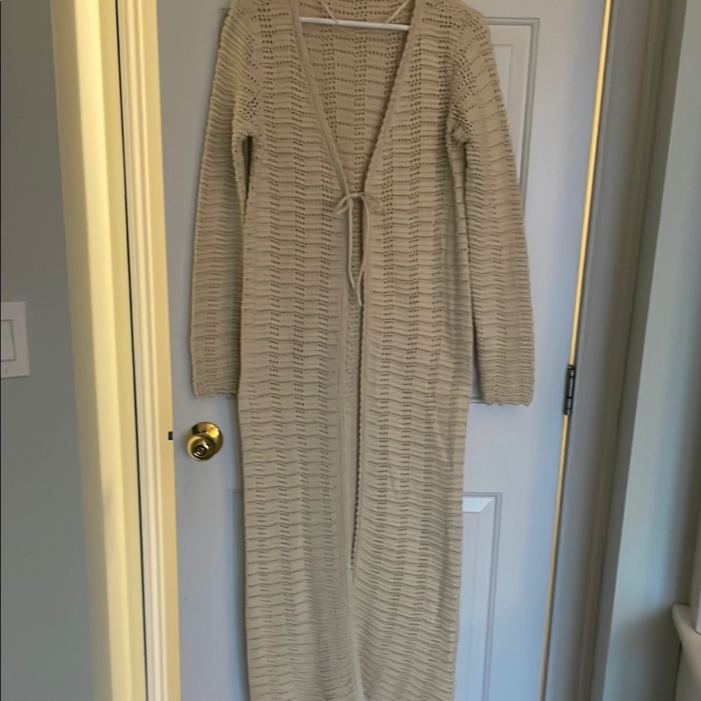 FP beach Beige Knit Maxi Cardigan